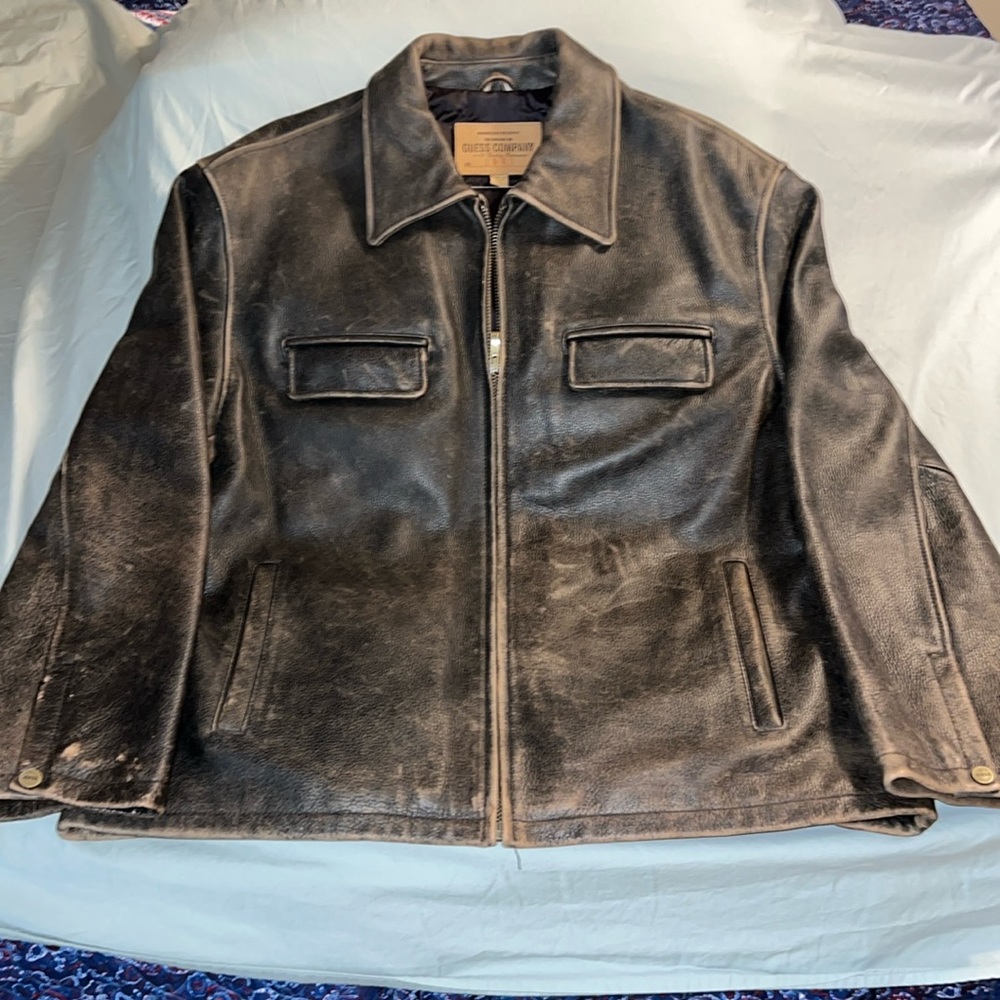GUESS Men’s XL heavy leather jacket